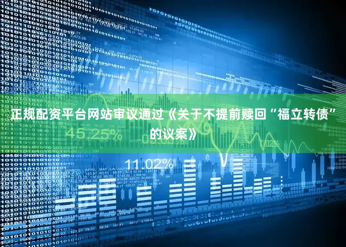 正规配资平台网站审议通过《关于不提前赎回“福立转债”的议案》